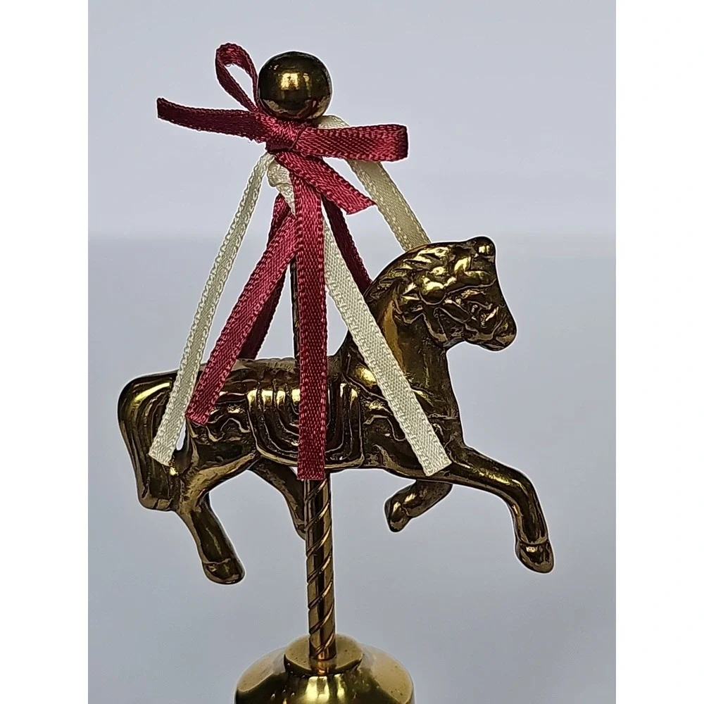 Vintage‎ Solid Brass Carousel Horse Ringer Table Bell M1030